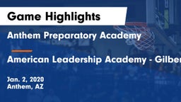 Anthem Preparatory Academy vs American Leadership Academy - Gilbert  Game Highlights - Jan. 2, 2020