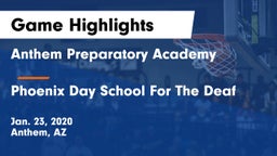 Anthem Preparatory Academy vs Phoenix Day School For The Deaf Game Highlights - Jan. 23, 2020