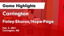 Carrington  vs Finley-Sharon/Hope-Page  Game Highlights - Feb. 5, 2021