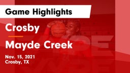 Crosby  vs Mayde Creek  Game Highlights - Nov. 15, 2021
