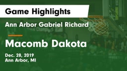 Ann Arbor Gabriel Richard  vs Macomb Dakota Game Highlights - Dec. 28, 2019
