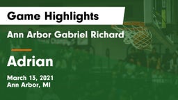 Ann Arbor Gabriel Richard  vs Adrian  Game Highlights - March 13, 2021