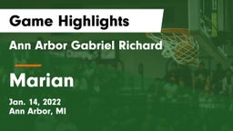 Ann Arbor Gabriel Richard  vs Marian  Game Highlights - Jan. 14, 2022