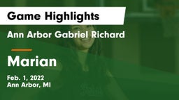 Ann Arbor Gabriel Richard  vs Marian  Game Highlights - Feb. 1, 2022