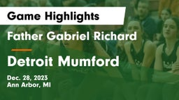 Father Gabriel Richard  vs Detroit Mumford Game Highlights - Dec. 28, 2023