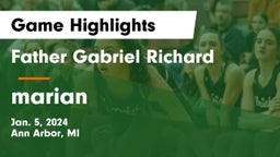 Father Gabriel Richard  vs marian Game Highlights - Jan. 5, 2024