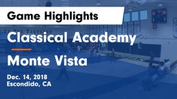 Classical Academy  vs Monte Vista  Game Highlights - Dec. 14, 2018