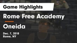 Rome Free Academy  vs Oneida  Game Highlights - Dec. 7, 2018