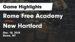 Rome Free Academy  vs New Hartford  Game Highlights - Dec. 18, 2018
