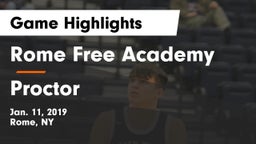 Rome Free Academy  vs Proctor  Game Highlights - Jan. 11, 2019