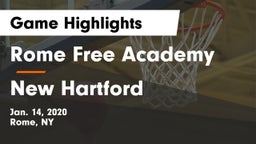 Rome Free Academy  vs New Hartford  Game Highlights - Jan. 14, 2020