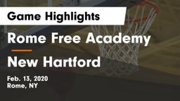 Rome Free Academy  vs New Hartford  Game Highlights - Feb. 13, 2020