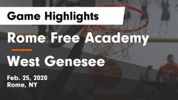 Rome Free Academy  vs West Genesee  Game Highlights - Feb. 25, 2020