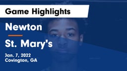 Newton  vs St. Mary's  Game Highlights - Jan. 7, 2022