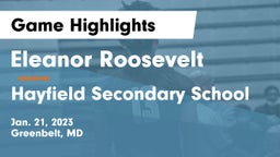 Eleanor Roosevelt  vs Hayfield Secondary School Game Highlights - Jan. 21, 2023