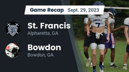 Recap: St. Francis  vs. Bowdon  2023