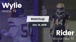 Matchup: Wylie  vs. Rider  2018