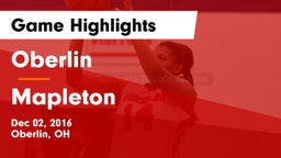 Oberlin  vs Mapleton  Game Highlights - Dec 02, 2016