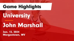 University  vs John Marshall  Game Highlights - Jan. 13, 2024