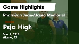 Pharr-San Juan-Alamo Memorial  vs Psja High Game Highlights - Jan. 5, 2018