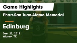 Pharr-San Juan-Alamo Memorial  vs Edinburg  Game Highlights - Jan. 23, 2018