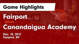 Fairport  vs Canandaigua Academy  Game Highlights - Dec. 10, 2019