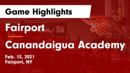 Fairport  vs Canandaigua Academy  Game Highlights - Feb. 13, 2021