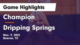 Champion  vs Dripping Springs  Game Highlights - Nov. 9, 2023
