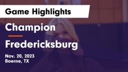 Champion  vs Fredericksburg  Game Highlights - Nov. 20, 2023