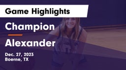 Champion  vs Alexander  Game Highlights - Dec. 27, 2023