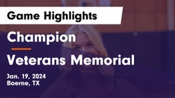 Champion  vs Veterans Memorial Game Highlights - Jan. 19, 2024