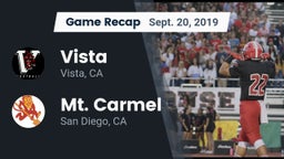 Recap: Vista  vs. Mt. Carmel  2019