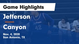 Jefferson  vs Canyon  Game Highlights - Nov. 4, 2020