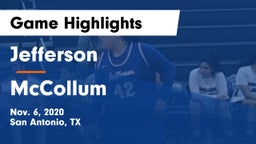 Jefferson  vs McCollum  Game Highlights - Nov. 6, 2020