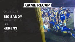 Recap: Big Sandy  vs. Kerens  2016