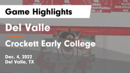 Del Valle  vs Crockett Early College  Game Highlights - Dec. 4, 2022