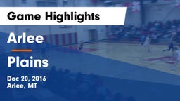 Arlee  vs Plains  Game Highlights - Dec 20, 2016