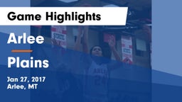 Arlee  vs Plains  Game Highlights - Jan 27, 2017