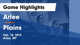 Arlee  vs Plains Game Highlights - Feb. 18, 2019
