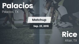 Matchup: Palacios  vs. Rice  2016