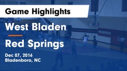 West Bladen  vs Red Springs  Game Highlights - Dec 07, 2016