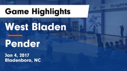West Bladen  vs Pender Game Highlights - Jan 4, 2017