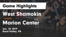 West Shamokin  vs Marion Center  Game Highlights - Jan. 18, 2019