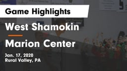 West Shamokin  vs Marion Center  Game Highlights - Jan. 17, 2020