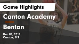 Canton Academy  vs Benton Game Highlights - Dec 06, 2016