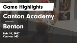 Canton Academy  vs Benton Game Highlights - Feb 10, 2017