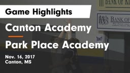 Canton Academy  vs Park Place Academy Game Highlights - Nov. 16, 2017