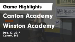 Canton Academy  vs Winston Academy  Game Highlights - Dec. 12, 2017