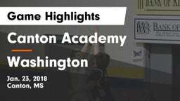 Canton Academy  vs Washington Game Highlights - Jan. 23, 2018