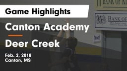 Canton Academy  vs Deer Creek Game Highlights - Feb. 2, 2018